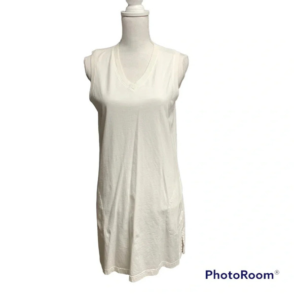 Lands’ End cream shift dress size small 6-8 side pockets - Picture 1 of 9
